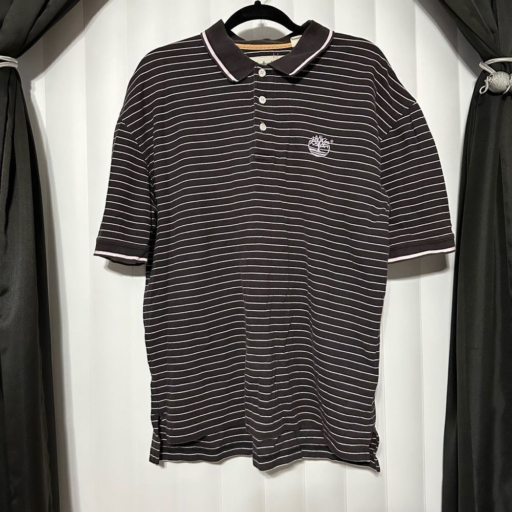 Timberland black/white striped polo style shirt sleeve top